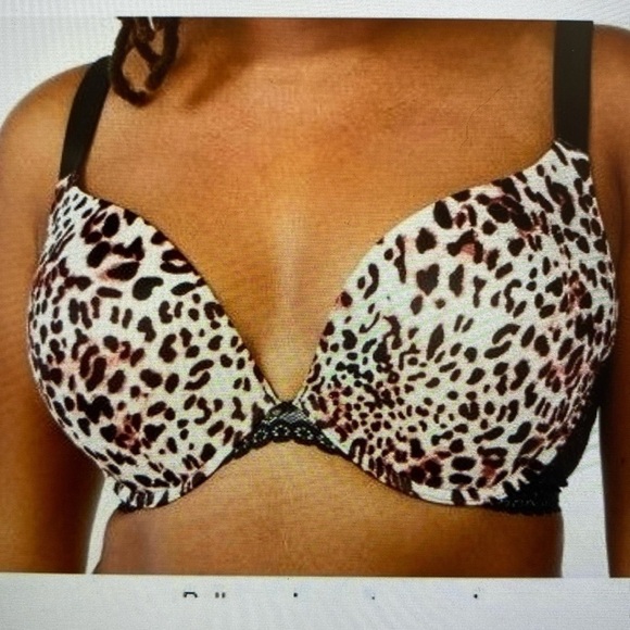 Leopard Plunge Push Up Bra Various Plus Sizes 40DD, 44DD, 46DD Lace, Wire - Picture 2 of 5